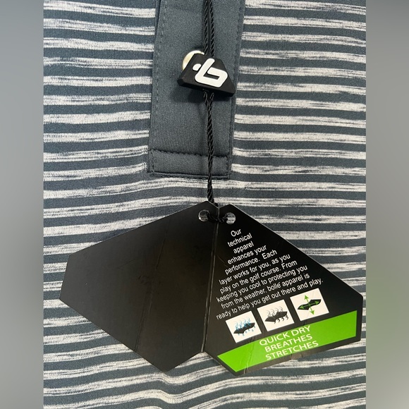 🔥BOLLE GOLF MEN'S Striped Polo STYLE #4482-30 CC2102 COLOR GREY NWT pick size - Picture 7 of 16